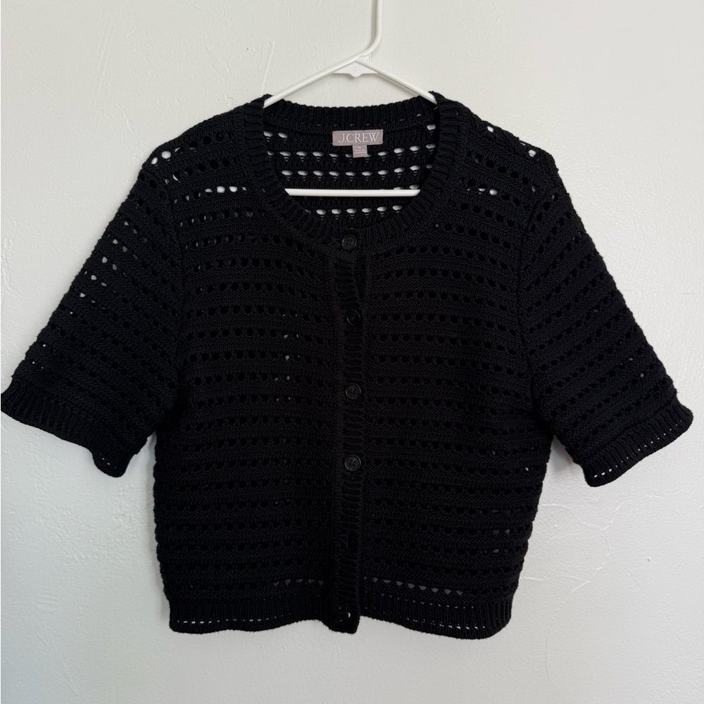 J. Crew Women's Black Open-Knit Cardigan
